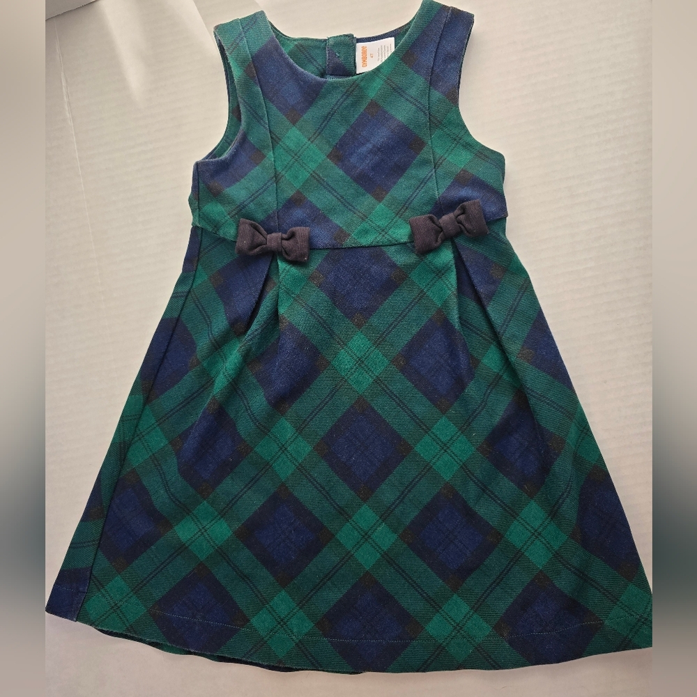 Gymboree Green and Navy Plaid Dress 4T Toddler Tartan